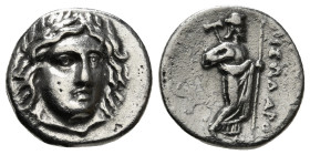 SATRAPS OF CARIA. Maussolos (Circa 377/6-353/2 BC). Drachm. Halikarnassos.
Obv: Laureate head of Apollo facing slightly right.
Rev: MAYΣΣΩΛΛO.
Zeus st...