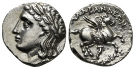 CARIA. Alabanda (as Antiocheia). Drachm (2nd century BC).
Obv: Laureate head of Apollo right.
Rev: ΑΛΑΒΑΝΔΕΩΝ
Pegasos springing right; 4,06 g - 17,66 ...