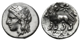 IONIA, Miletos. Hemidrachm (Circa 352-325). 
Obv: Laureate head of Apollo left.
Rev: Lion standing left, head right; star above, monogram MI in left f...