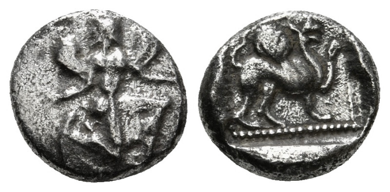 CARIA. Kaunos. Hemidrachm (Circa 490-470 BC).
Obv: Winged female figure in kneel...