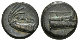 LYDIA. Phaselis. Ae (Circa 250-221/0 BC). Obv: Prow of galley right. Rev: ΦΑΣΗ. Stern of galley right. 5,60 g - 16,09 mm