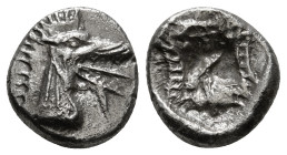CARIA. Kindya. Tetrobol (Circa 510-480 BC).
Obv: Head of ketos right.
Rev: Incuse geometric pattern. 1,65 g - 11,82 mm