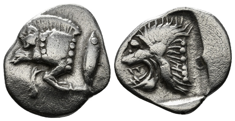 MYSIA. Kyzikos. Obol (Circa 450-400 BC).
Obv: Forepart of boar left, ; to right,...