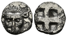 WESTERN ASIA MINOR. Uncertain. Obol (Circa 5th century BC).
Obv: Facing head of lion.
Rev: Quadripartite incuse square.
SNG Kayhan 1573; SNG BM Black ...