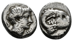 TROAS. Kebren. Obol (Circa 387-310 BC).
Obv: Ram’s head right.
Rev: Youthful male head right.
Klein 313. 0,52 g