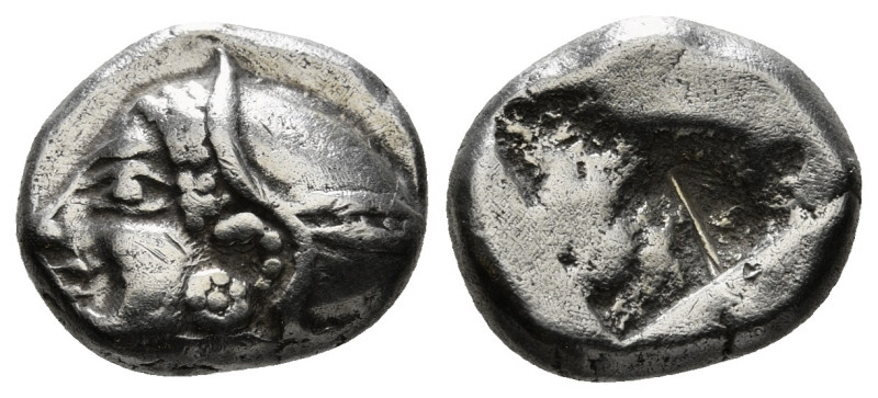 IONIA. Phokaia. Diobol (Circa 521-478 BC).
Obv: Archaic female head left, wearin...