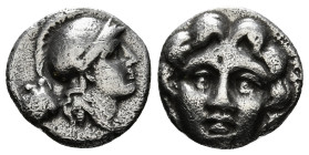 PISIDIA. Selge. Obol (Circa 350-300 BC).
Obv: Helmeted head of Athena right; astragalos to left.
Rev: Facing gorgoneion 0,85 g