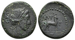 LYCIAN LEAGUE. Circa 27-23 BC. AE. Obv :Diademed and draped bust of Artemis to right, with bow and quiver at her shoulder. Rev. Stag standing right 5,...