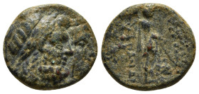 Asiaminor Uncertain ,AE Obv: Jugate heads of Zeus and Hera right. Rev : Male standing right. 4,17 g