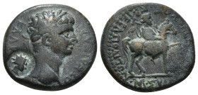 PHRYGIA. Hierapolis. Claudius (41-54). Ae. M. Sullios Antiochos, grammateus.
Obv: KΛAYΔIOΣ KAIΣAP.
Laureate head right.
Rev: M ΣYIΛΛIOΣ ANTIOXOΣ ΓPA I...