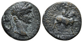 PHRYGIA. Hierapolis. Claudius (41-54). Ae. M. Sullios Antiochos, grammateus.
Obv: KΛAYΔIOΣ KAIΣAP.
Laureate head right.
Rev: M ΣYIΛΛIOΣ ANTIOXOΣ ΓPA I...