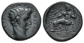 PHRYGIA. Synnada. Tiberius (14-37). Ae. Klaudios Valerianos, magistrate.
Obv: CЄBACTOC CVNNAΔЄΩN.
Bare head right.
Rev: ΟVΑΛЄΡΙΑΝΟV.
Zeus seated left ...