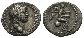CAPPADOCIA. Caesarea. Nero (54-68). Hemidrachm.
Obv: NERO CLAVD DIVI CLAVD F CAESAR AVG GERMAN.
Laureate head right.
Rev: Nike seated right on globus,...