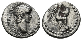 CAPPADOCIA. Caesarea. Nero (54-68). Hemidrachm.
Obv: NERO CLAVD DIVI CLAVD F CAESAR AVG GERMANI.
Laureate head right.
Rev: Nike standing right, with f...