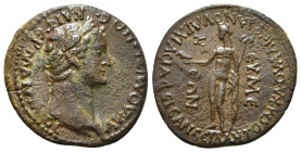 PHRYGIA. Eumenea. Domitian (81-96). Ae. M. Kl. Valerianos, high priest of Asia.
Obv: AV ΔOMITIANOC KAI ΓEPMANIKOC.
Laureate head right.
Rev: EICANΓEIΛ...