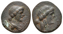 LYCIAN LEAGUE. Tlos. Ae
Circa late 1st century BC). Obv: T - Λ. Draped bust of Artemis right.Rev: Λ - Y. Laureate head of Apollo right 2,48 g - 17,23 ...