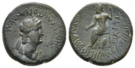 PHRYGIA. Acmonea. Nero (54-68). Ae.
Obv: NEPWNA CЄBACTON AKMONЄIC.
Laureate head right with aegis; caduceus below.
Rev: CЄPOVHNIOV KAΠITWNOC KAI IOYΛI...