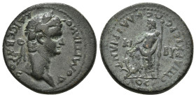 PHRYGIA. Cibyra. Domitian (81-96). Ae. Klau. Bias, high priest.
Obv: ΔOMITIANOC KAI CЄBACTOC.
Laureate head right.
Rev: ЄΠI AΡΧIЄΡЄΩC KΛAΥ BIANTOC / K...