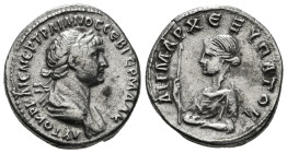 CAPPADOCIA. Caesarea. Trajan (98-117). Didrachm.
Obv: ΑΥΤΟΚΡ ΚΑΙС ΝЄΡ ΤΡΑΙΑΝΟС СЄΒ ΓЄΡΜ ΔΑΚ.
Laureate and draped bust right.
Rev: ΔΗΜΑΡΧ ЄΞ ΥΠΑΤO ς.
B...