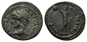 LYCAONIA. Iconium (as Claudiconium). Hadrian (117-138). Ae.
Obv: ΑΔΡΙΑΝΟС ΚΑΙСΑΡ.
Bare head left.
Rev: ΚΛΑΥΔЄΙΚΟΝΙЄωΝ.
Perseus standing facing, head r...