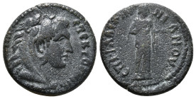PHRYGIA. Stectorium. Pseudo-autonomous. Time of Marcus Aurelius and Lucius Verus (161-169). Ae.
Obv: СΤЄΚΤΟΡΗΝΩΝ.
Head of Hercules right, wearing lion...