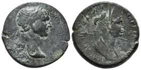 CILICIA. Anazarbus. Trajan with Marciana (98-117). Ae. Dated CY 132 (113/4).
Obv: AYTO KAI NEP TPAIANOC CE ΓEP ΔA.
Laureate head of Trajan right; c/m:...