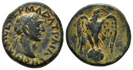 BITHYNIA. Koinon of Bithynia. Trajan (98-117). Ae.
Obv: ΑΥ ΝΕΡ ΤΡΑΙΑΝΟΣ ΚΑΙΣΑΡ Σ.
Laureate head right.
Rev: ΔΙ-ΟϹ.
Eagle, with head right and wings sp...