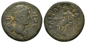 PHRYGIA, Trajanopolis. Pseudo-autonomous, Time of Severans (193-235 AD). AE. Timotheos, first archon.
Obv: ΔHMOC.
Laureate head of Demos, right.
Rev: ...