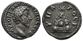 CAPPADOCIA. Caesarea. Marcus Aurelius (161-180). Didrachm.
Obv: AYTOKP ANTωNЄINOC CЄB.
Bare head right.
Rev: YΠATOC Γ.
Mount Argaeus with trees; on su...