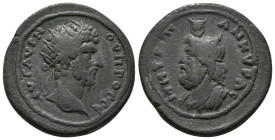 PHRYGIA. Ankyra. Lucius Verus (161-169). Ae.
Obv: ΑΥΤ ΑΥΡ ΟΥΗΡΟϹ ϹΕ; laureate head of Lucius Verus, right , Rev : ΜΗΤΡοΠ ΑΝΚΥΡΑϹ; diademed and draped...