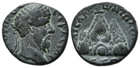 CAPPADOCIA. Caesarea. Lucius Verus (161-169). Ae.
Obv: ΑVΤΟΚΡΑ ΟVΗΡΟС СЄ.
Laureate head right.
Rev: ΚΑΙСΑΡЄωΝ Τ Π ΑΡΓΑΙω / ЄΤ Γ.
Mt. Argaeus surmounte...