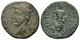PISIDIA. Antioch. Septimius Severus (193-211). Ae. Obv: IMP CAES SEP SEV PER A. Laureate, draped and cuirassed bust left. Rev: ANTIOCH MENCIS CO. Mên ...