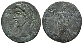 PISIDIA. Antioch. Septimius Severus (193-211). Ae. Obv: IMP CAES SEP SEV PER A. Laureate, draped and cuirassed bust left. Rev: ANTIOCH MENCIS CO. Mên ...