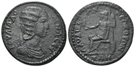 Phrygia, Laodicea ad Lycum Julia Domna, wife of Septimius Severus Bronze circa 193-211, Æ Draped bust r. Rev. Athena seated l., holding sceptre and Ni...