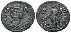 PISIDIA. Antioch. Julia Domna (Augusta, 193-217). Ae.
Obv: IVLIA AVGVSTA.
Draped bust right.
Rev: ANTIOCH GEN COL CA.
Tyche standing left, holding bra...