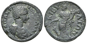 PHRYGIA. Cibyra. Diadumenian (Caesar, 217-218). Ae.
Obv: Μ ΟΠ ΑΝΤΩΝΙΝΟΣ ΔV Κ.
Bareheaded, draped and cuirassed bust right.
Rev: ΚΙΒVΡΑΤΩΝ.
Tyche stand...