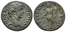 PISIDIA. Antioch. Caracalla (198-217). Ae.
Obv: IMP CAES M AVR ANTONINVS.
Laureate head right.
Rev: ANTIOCH GENI COL AS.
Tyche standing left, holding ...