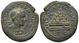 CAPPADOCIA. Caesarea. Gordian III (238-244). Ae. Dated RY 4 (240/1).
Obv: ΑV Κ Μ ΑΝΤ ΓΟΡΔΙΑΝΟC CЄ.
Laureate, draped and cuirassed bust right.
Rev: MHT...