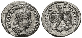 SELEUCIS & PIERIA. Antioch. Gordian III (238-244). Tetradrachm.
Obv: ΑVΤΟΚ Κ Μ ΑΝΤ ΓΟΡΔΙΑΝΟC CЄΒ.
Laureate, draped and cuirassed bust right.
Rev: ΔHMA...