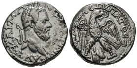 MESOPOTAMIA. Edessa. Macrinus (217-218). Tetradrachm.
Obv: K M OΠЄΛ CЄV MAKPЄINOC CЄ.
Laureate, draped and cuirassed bust right.
Rev: ΔΗΜΑΡΧ ЄΞ VΠΑΤΟC...