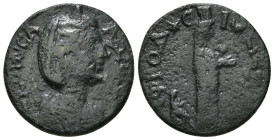 CARIA. Aphrodisias. Salonina (Augusta, 253-268). Ae.
Obv: KOP CAΛΩNINA.
Diademed and draped bust right; c/m: C within incuse circle.
Rev: AΦPOΔICIЄΩN....