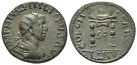 PISIDIA, Antiochia .Philip I, 244-249 AD. AE
MP M IVL PHILIPPVS A Radiate, draped and cuirassed bust of Philip to right
Rev. ANTIO-CHI C/OLON / S-R Ve...