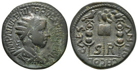 PISIDIA, Antiochia .Philip I, 244-249 AD. AE
MP M IVL PHILIPPVS A Radiate, draped and cuirassed bust of Philip to right
Rev. ANTIO-CHI C/OLON / S-R Ve...