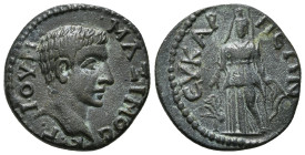 PHRYGIA. Eucarpea. Maximus (Caesar, 235/6-238). Ae.
Obv: Γ I OVH MAZIMOC K.
Bare head of Maximinus Thrax right.
Rev: ЄVKAPΠЄΩN.
Cybele standing facing...
