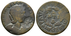 PHRYGIA. Hierapolis. Annia Faustina (Augusta, 221). Ae.
Obv: ANNIA ΦAVCTЄINA CЄB.
Draped bust right, wearing stephane. c/m: uncertain.
Rev: ЄPAΠOΛЄITΩ...