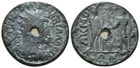 PHRYGIA, Acmoneia. Trebonianus Gallus. AD 251-253. AE. Radiate, draped, and cuirassed bust right, seen from behind / The founders of Acmoneia: hero Ak...