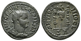 PISIDIA, Antioch. Valerian I,253-260 AD. AE. Obv: IMP CAE P AE[...]. Radiate, draped and cuirassed bust of Valerian I, right. Rev: ANTIOCHO CL around,...