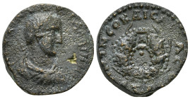 PONTUS. Neocaesarea. Valerian I, 253-260. 5 Assaria, commemorating the Aktian Games, year ΡϘΒ = 192 = 255/6. ΑΥ Κ ΠΟ ΛΙΚ ΟΥΑΛΕΡΙΑΝΟϹ Laureate, draped ...