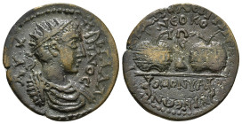 PHRYGIA. Hierapolis. Gallienus (253-268). Ae.
Obv: AV K Π ΛΙ ΓΑΛΛΙΗNOC.
Diademed, draped and cuirassed bust right.
Rev: ΙΡΑΠΟΛΕΙTΩΝ Κ CMYPNEΩN NEΩKOPΩ...