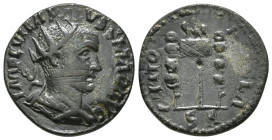 Pisidia, Antioch. Trebonianus Gallus for Volusian (Augustus) AE Obv: IMP C VMP CALVSSIAND AVG; radiate, draped and cuirassed bust of Volusian, right, ...